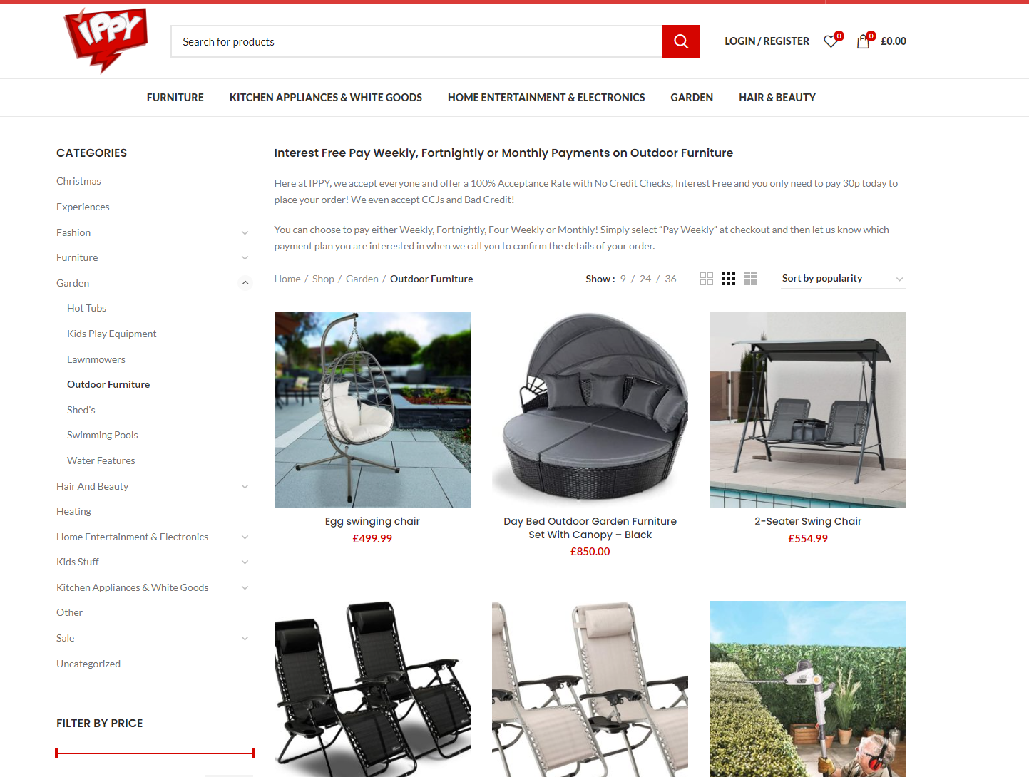 Garden Furniture Pay Weekly, Pay Monthly & Bad Credit Options