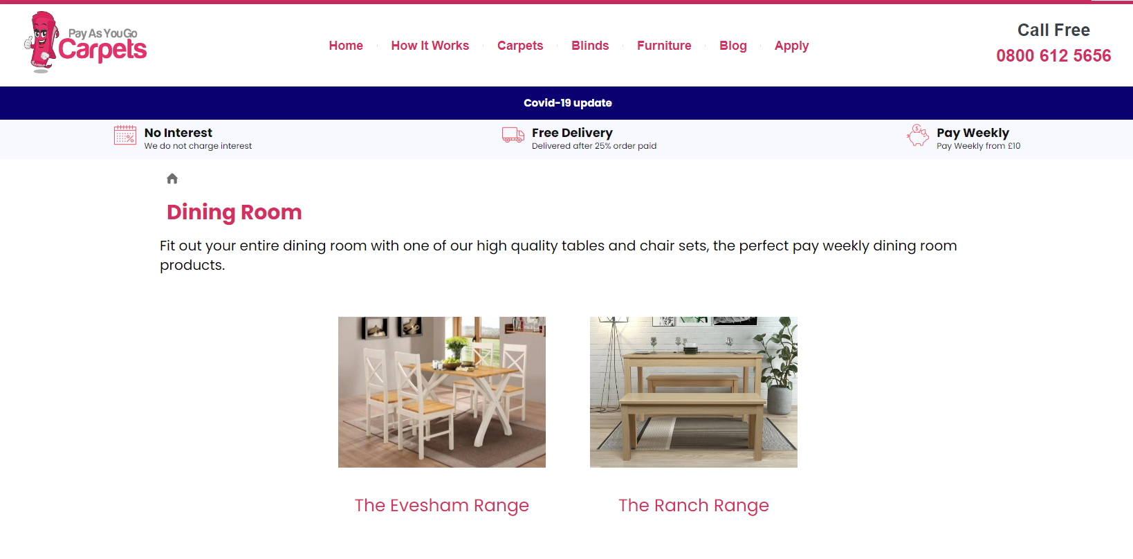 Tables & Chairs Top 5 Pay Weekly, Pay Monthly & Bad Credit Options